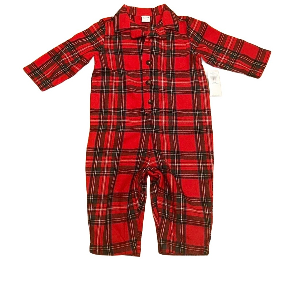 BOGO FREE: NWT TWO Old Navy Plaid Baby Rompers 6-9 Months - Picture 2 of 13
